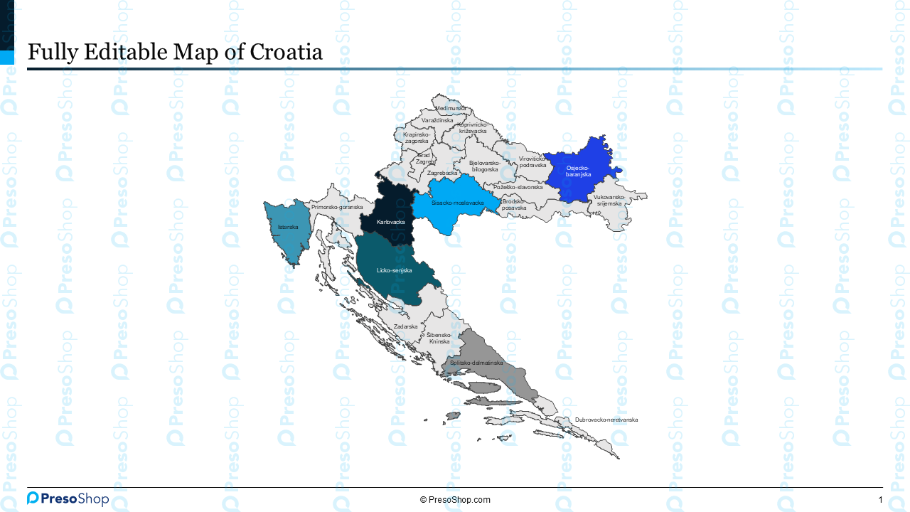 Editable-map-of-Croatia