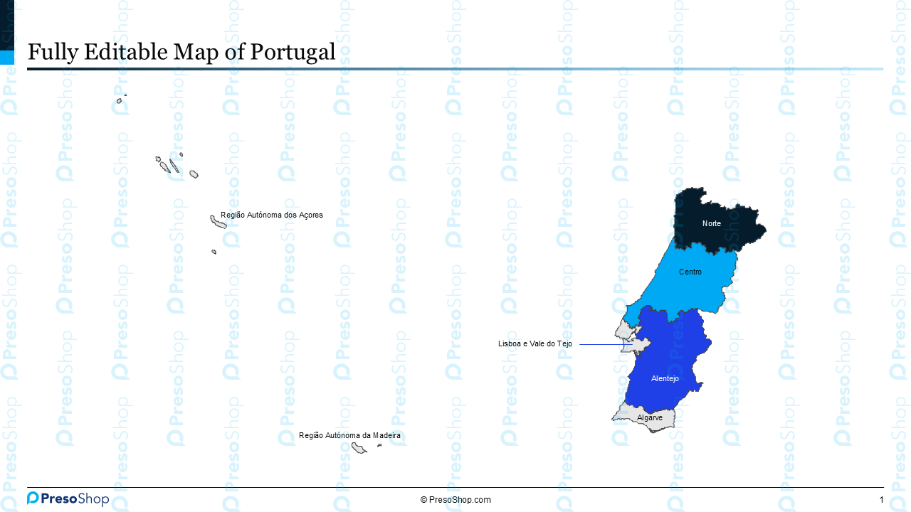 Editable-map-of-Portugal