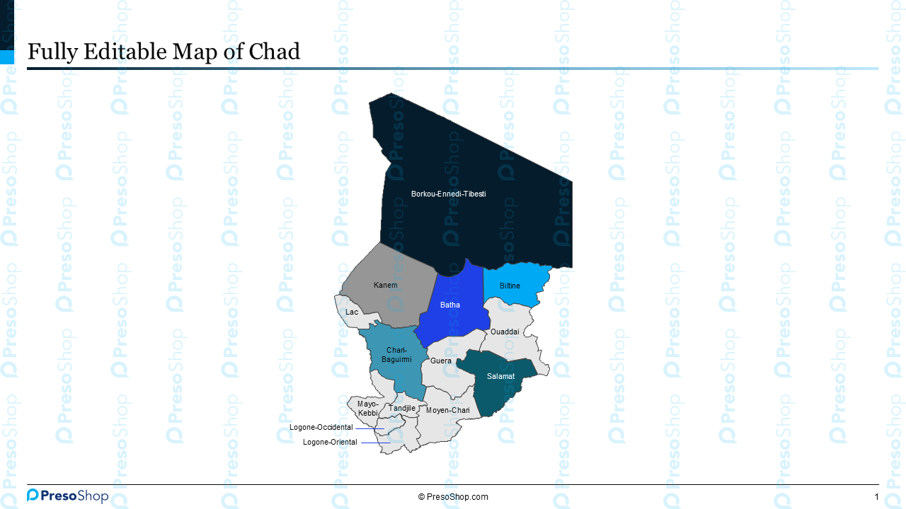 Editable-map-of-Chad