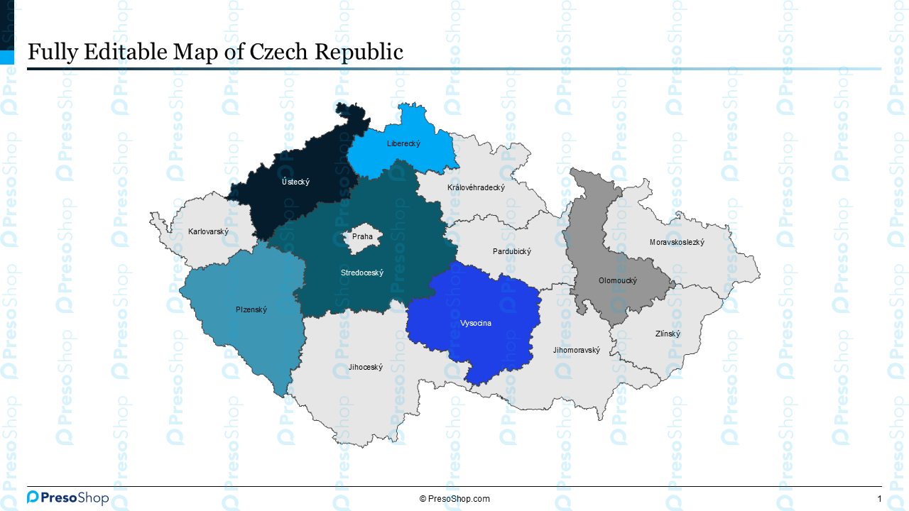 Editable-map-of-Czech-Republic