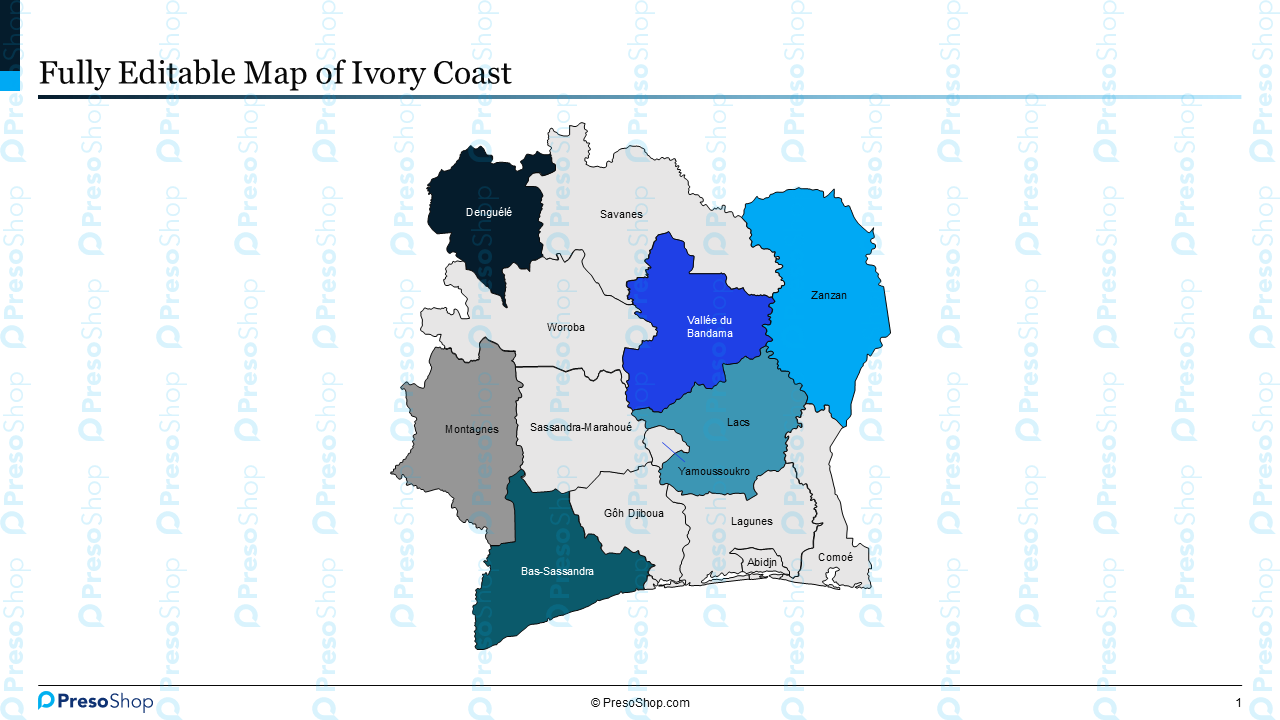 Editable-map-of-Ivory-Coast
