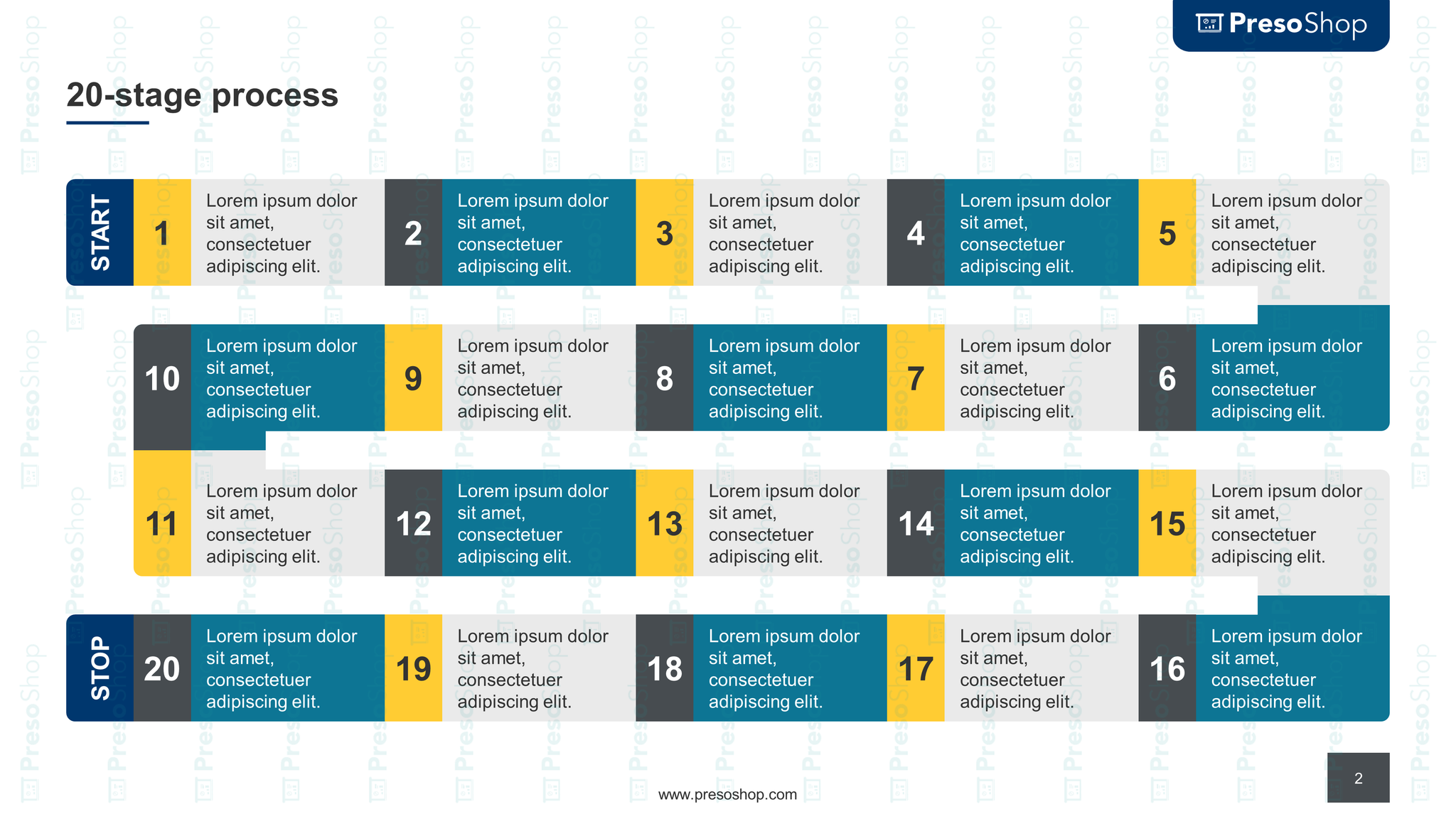 20-stage Sequential Process Flow Diagram – PresoShop