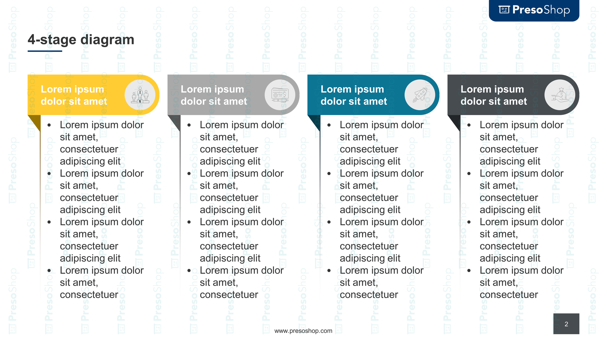 4-stage Sequential Process Flow Diagram – PresoShop